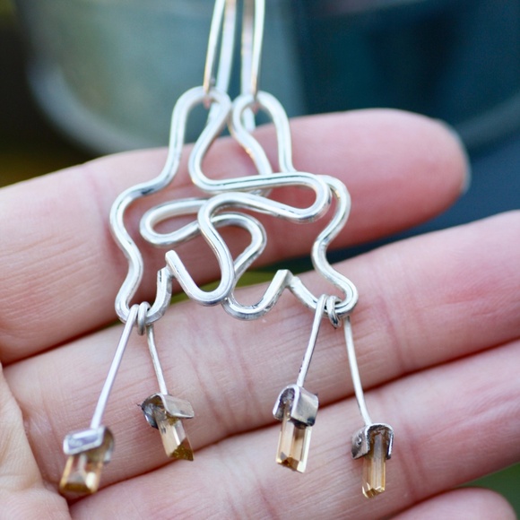 Large Natural Citrine Earrings Sterling Silver 925 , November Birthstone - Picture 2 of 5